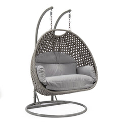 Dario Double Seater Hanging Swing With Stand For Balcony , Garden Swing (Silver)