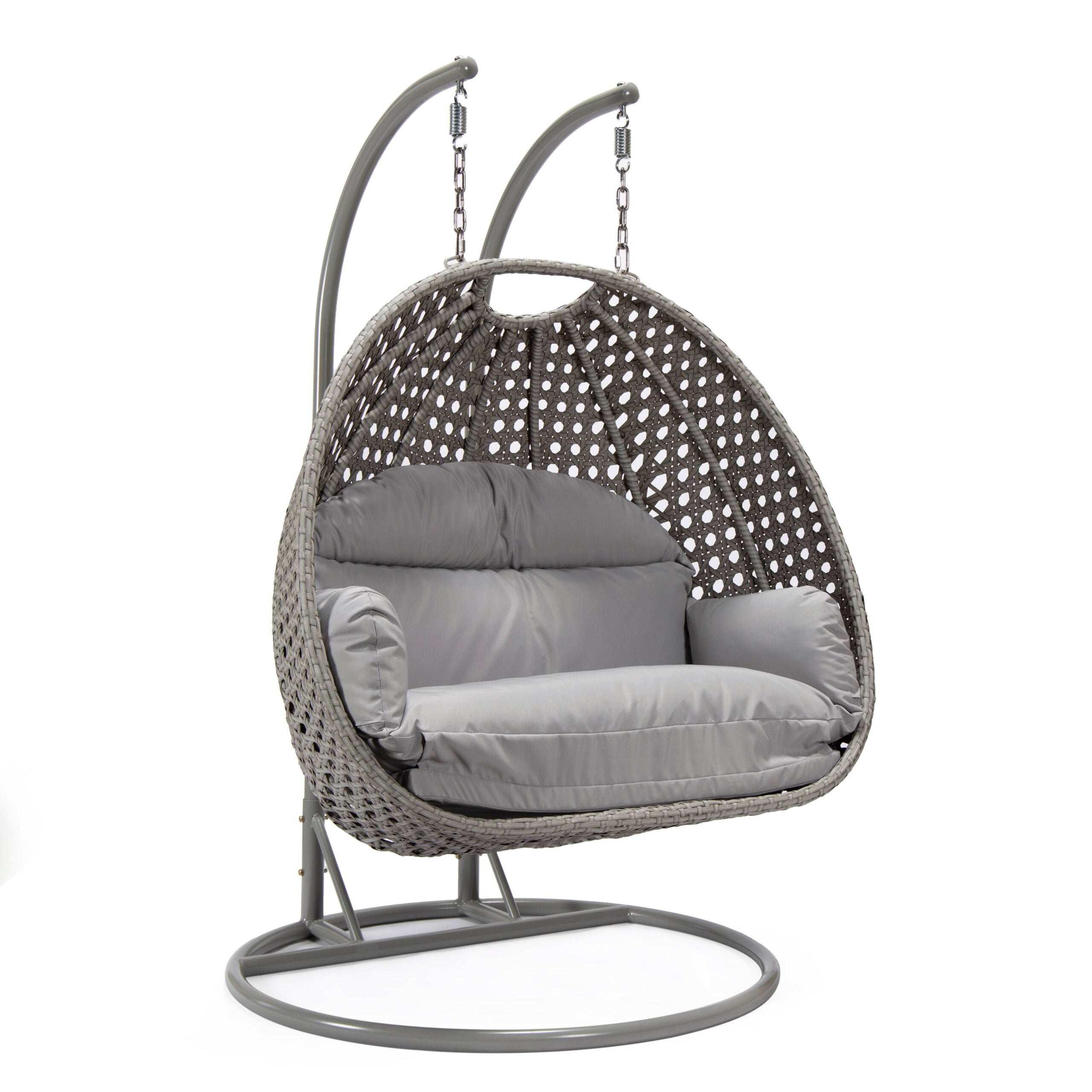 Dario Double Seater Hanging Swing With Stand For Balcony , Garden Swing (Silver)