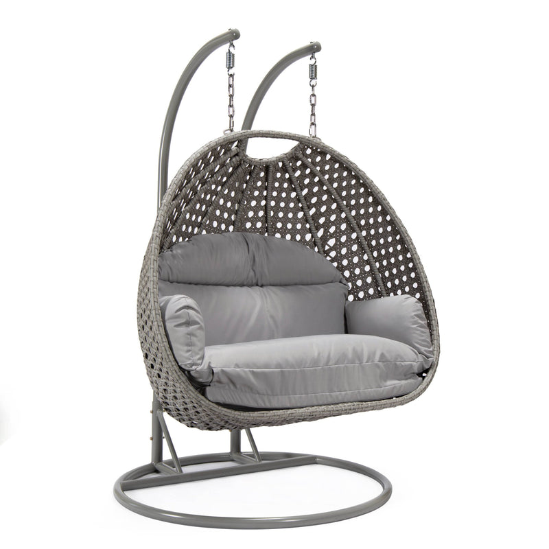 Dario Double Seater Hanging Swing With Stand For Balcony , Garden Swing (Silver)