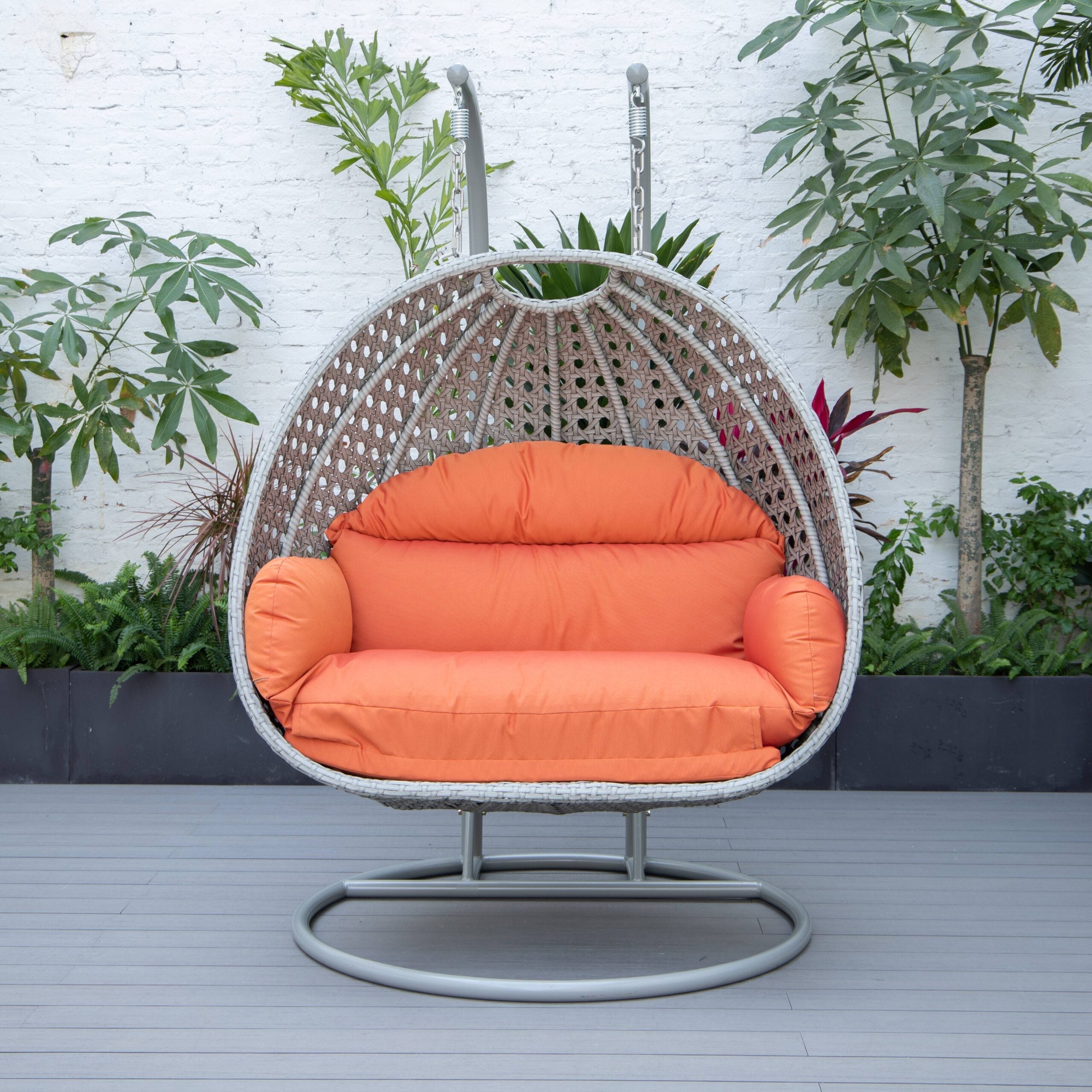 Dario Double Seater Hanging Swing With Stand For Balcony , Garden Swing (Silver)