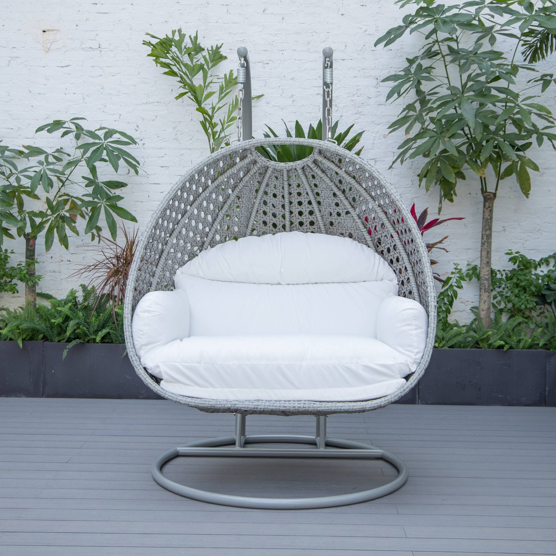 Dario Double Seater Hanging Swing With Stand For Balcony , Garden Swing (Silver)