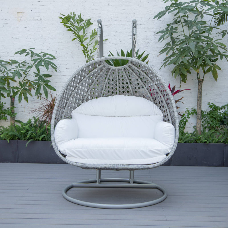 Dario Double Seater Hanging Swing With Stand For Balcony , Garden Swing (Silver)