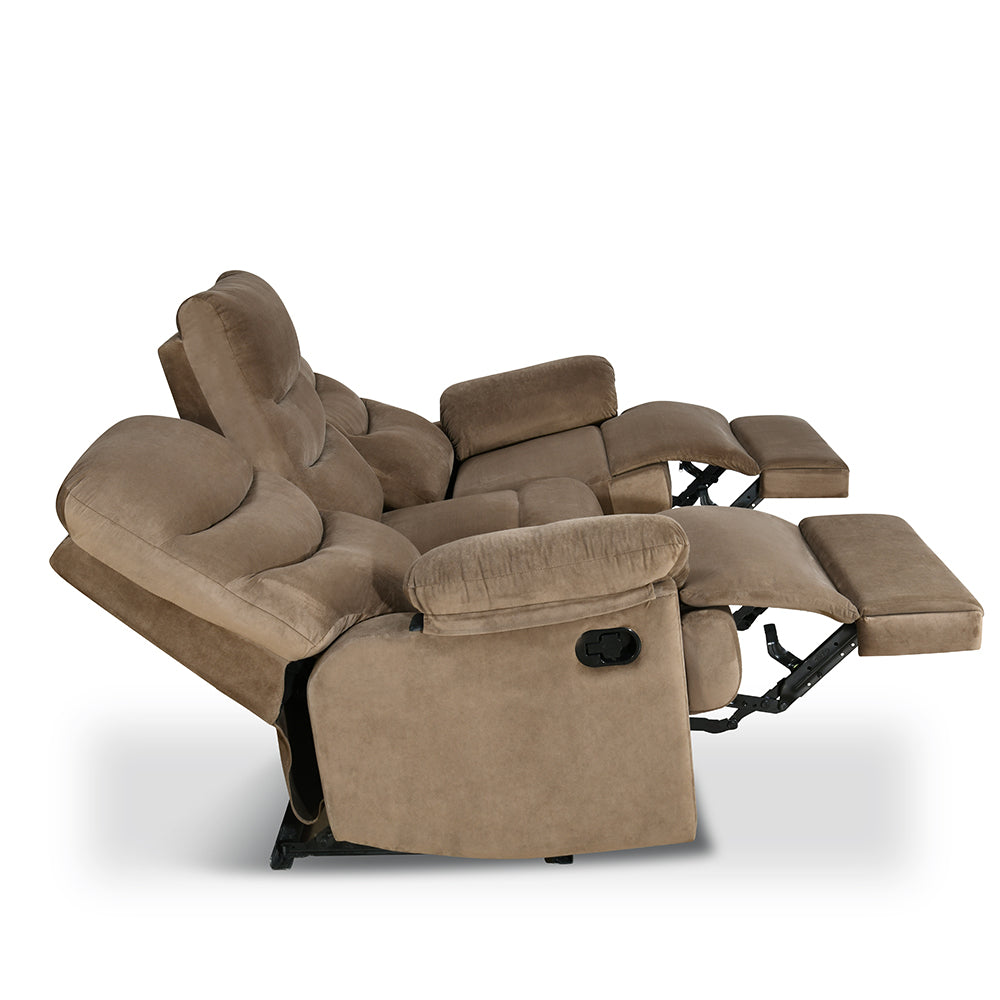 Nilkamal Skelton 3 Seater Manual Recliner (Velvet Brown)