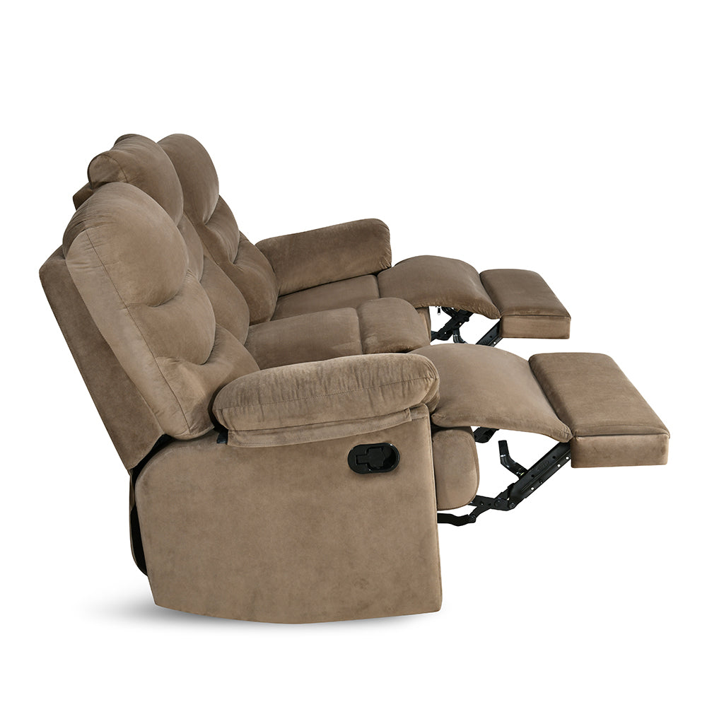 Nilkamal Skelton 3 Seater Manual Recliner (Velvet Brown)