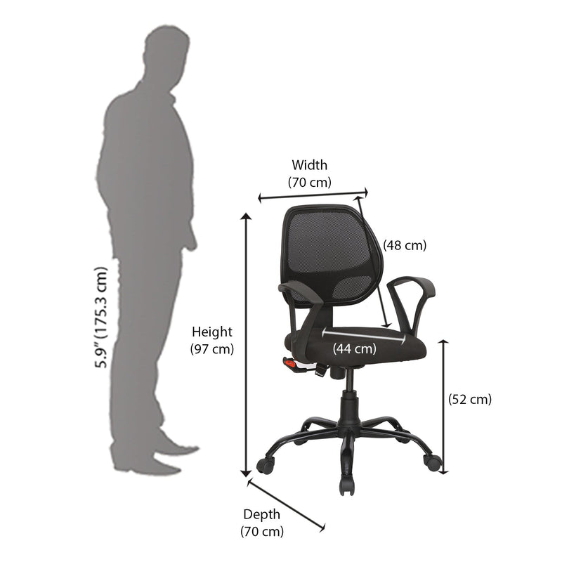 Nilkamal Mustang Mid Back Mesh Chair (Black)