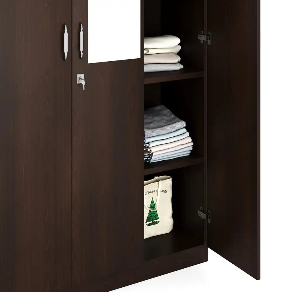 Nilkamal Willy 3 Door Wardrobe with Mirror (New Wenge)