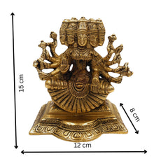 Brass Gayatri Devi Idol | Panchamukhi Vedamata Gayatri Mata Murti | Handcrafted Pital Savitri Devi Statue for Pooja & Home Decor,Gold, 6 Inch, 1 Piece
