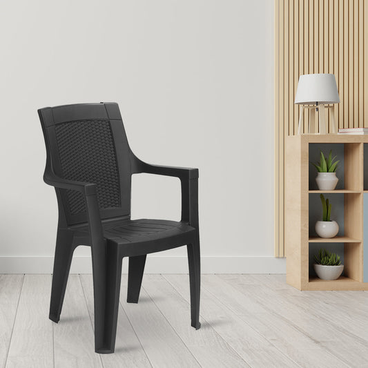 Nilkamal Mystique Plastic Arm Chair (Iron Black)