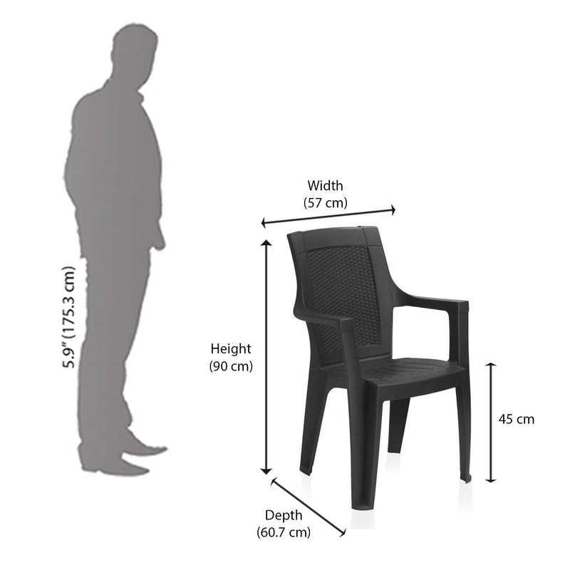 Nilkamal Mystique Plastic Arm Chair (Iron Black)