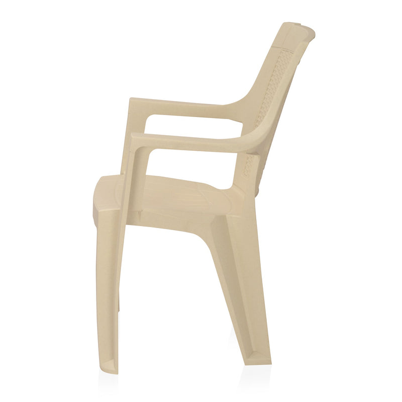 Nilkamal Mystique Plastic Arm Chair (Marble Cream)