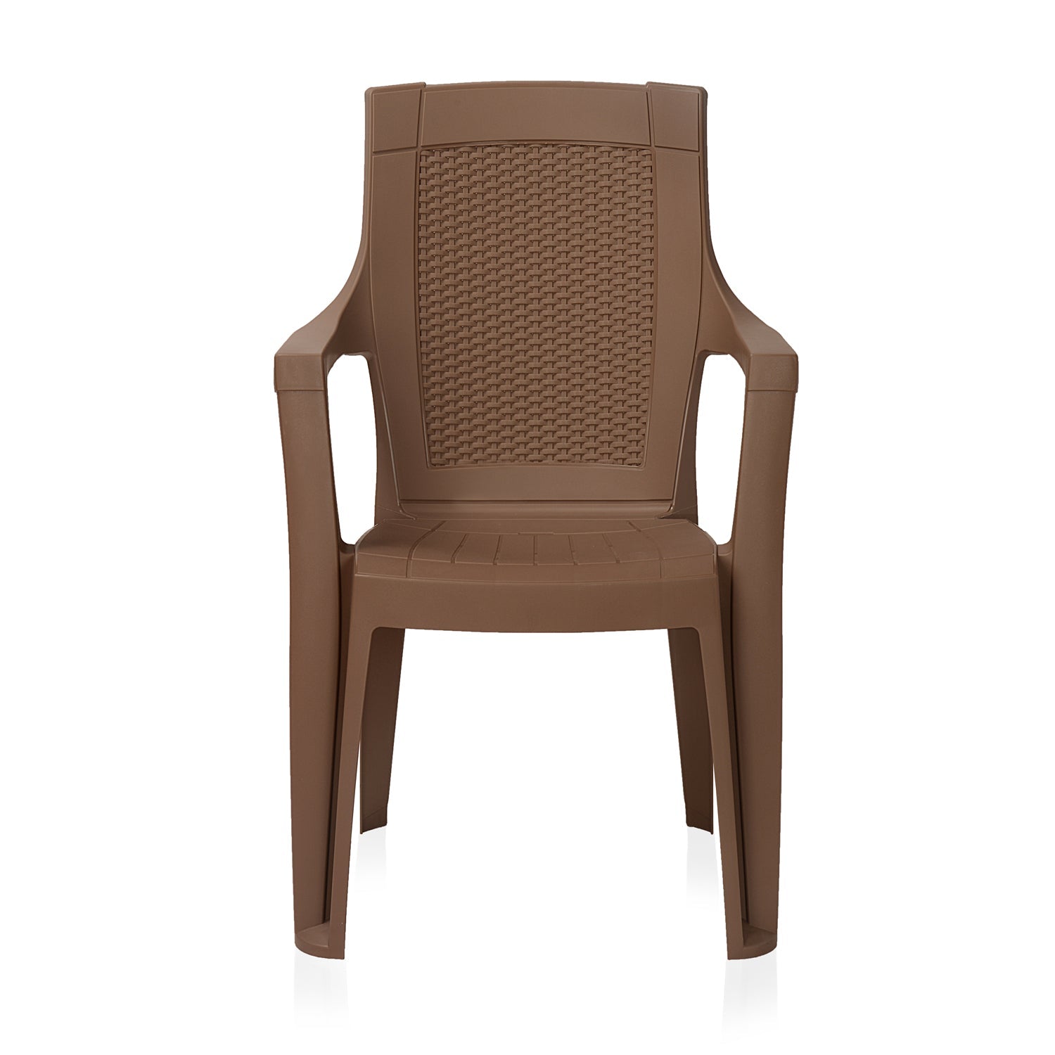 Nilkamal Mystique Plastic Arm Chair (Rattan Dark Beige)