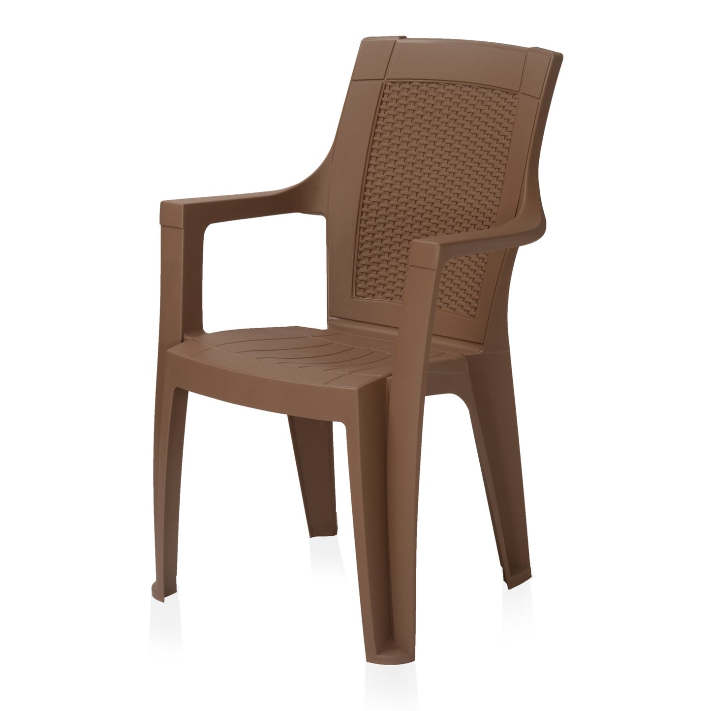 Nilkamal Mystique Plastic Arm Chair (Rattan Dark Beige)