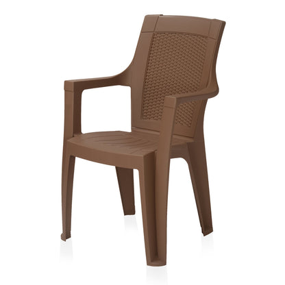 Nilkamal Mystique Plastic Arm Chair (Rattan Dark Beige)
