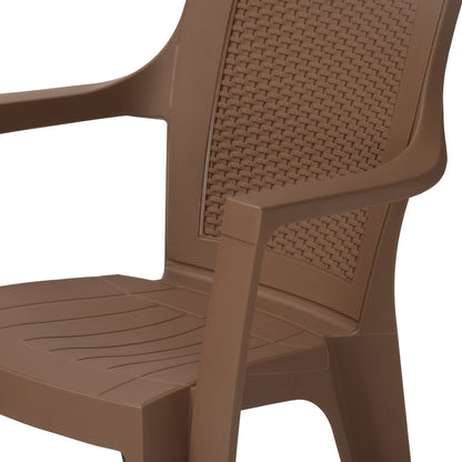 Nilkamal Mystique Plastic Arm Chair (Rattan Dark Beige)