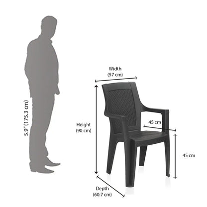 Nilkamal Mystique Plastic Arm Chair (Charcoal Grey)
