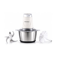Wonderchef Maestro Electric Chopper and Mincer for Kitchen, 300W Motor, Sharp Stainless-steel Blades and Whisk Attachmen