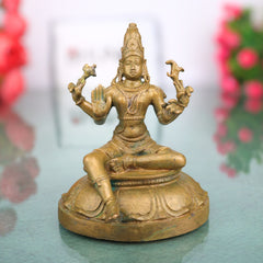 Bronze Shiva Idol Mahadev Shankar Nataraja Panchaloha Style Murti for Home Temple Pooja Decor, Brown, 4.5 Inch, 1 Piece