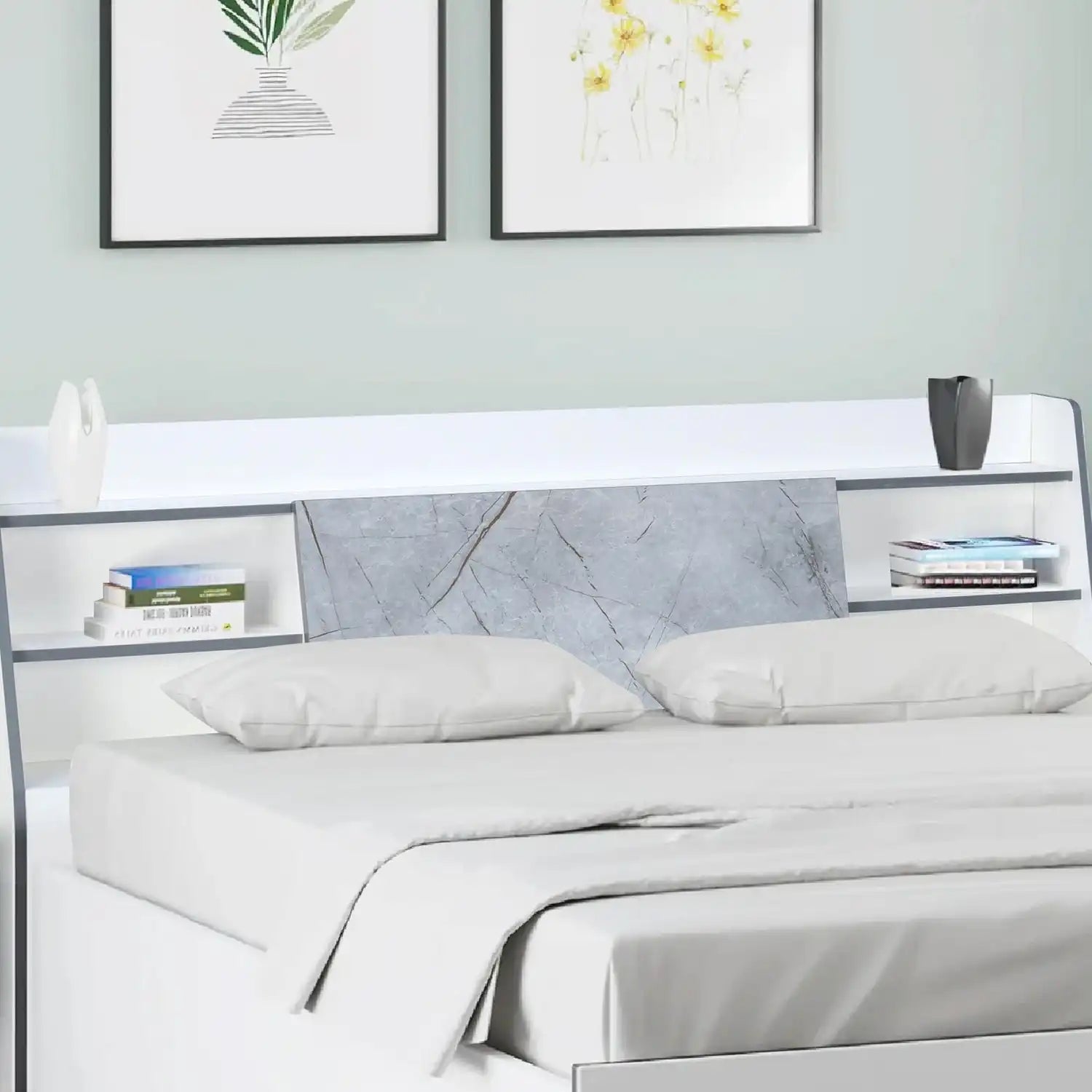 Nilkamal Marbito Queen Bed With Headboard & Box Storage (White)