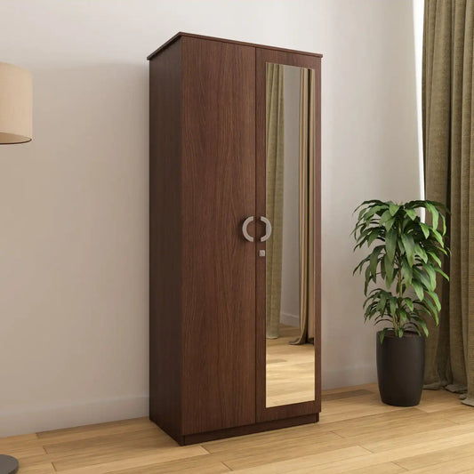 Nilkamal Massif 2 Door Wardrobe with Mirror (Legno Oak)