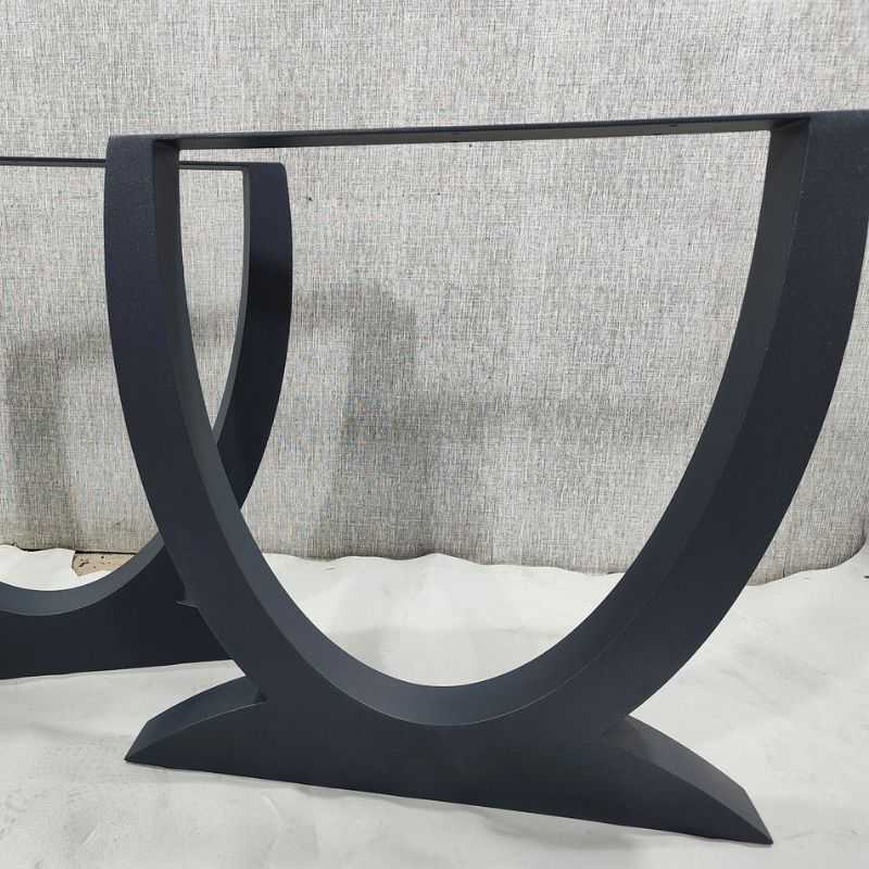 U-Shaped Curved Metal Table Legs Matte Black Iron | Contemporary Dining & Work Table Base