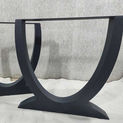 U-Shaped Curved Metal Table Legs Matte Black Iron | Contemporary Dining & Work Table Base