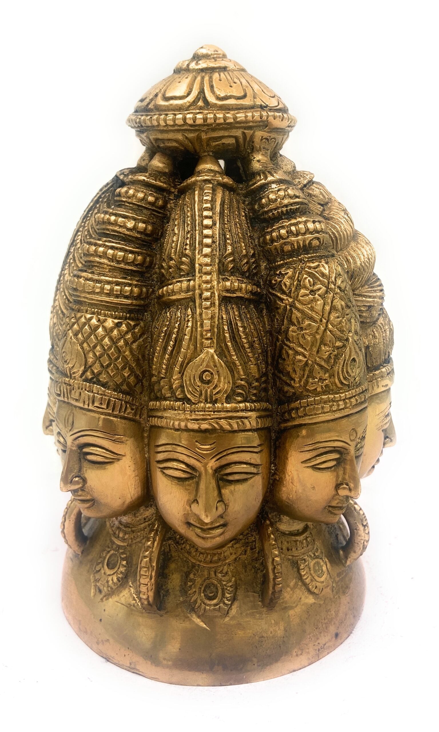 Bhunes Brass Multi Face Brahma Head |Lord Brahma Face | Brahma Face | Brahma Ji | Brass Brahma Statue,Gold, 8 Inch, 1 Piece