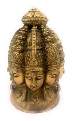 Bhunes Brass Multi Face Brahma Head |Lord Brahma Face | Brahma Face | Brahma Ji | Brass Brahma Statue,Gold, 8 Inch, 1 Piece