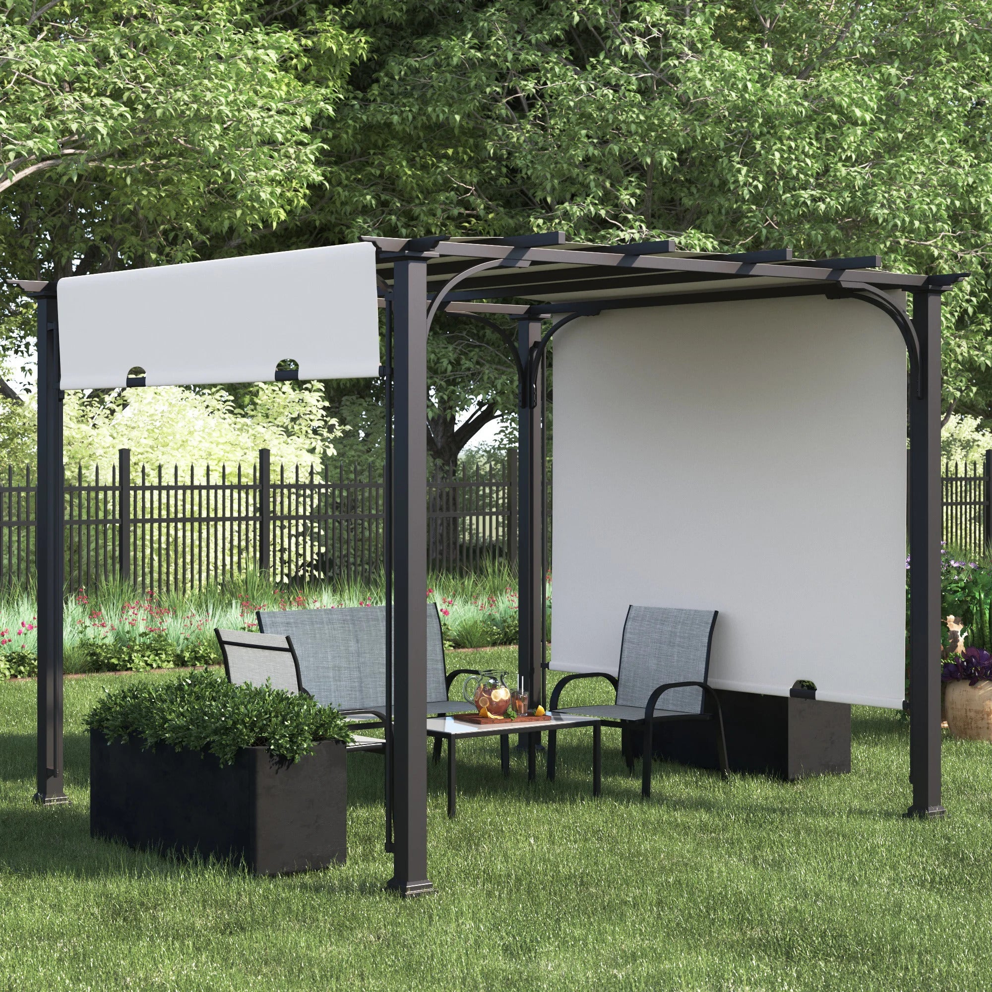 Briana Outdoor Pergola For Garden,Terrace (Black)