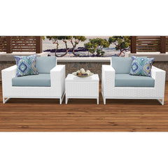 Vitale Outdoor Sofa Set 2 Single seater and 1 Center Table (White + Light Blue)