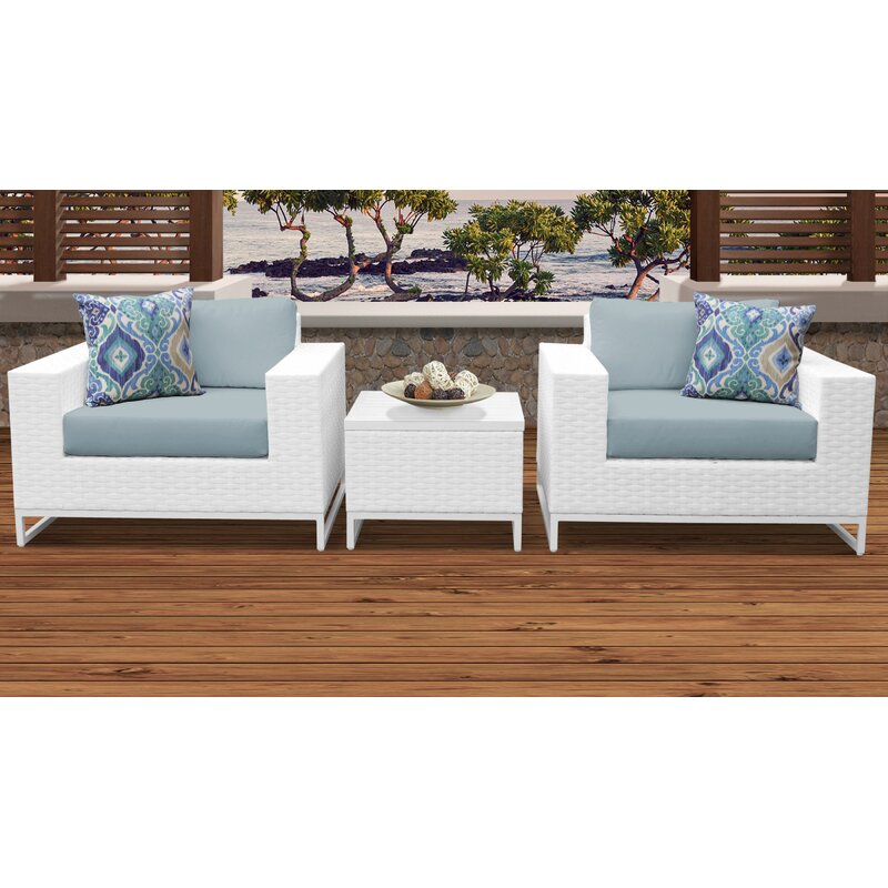 Vitale Outdoor Sofa Set 2 Single seater and 1 Center Table (White + Light Blue)