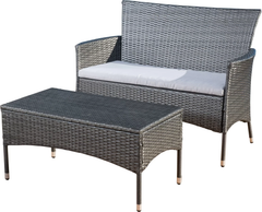 Allesi Outdoor 2 seater Sofa and 1 Center Table (Dark Grey + White)