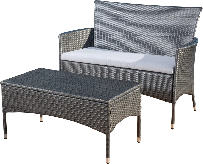 Allesi Outdoor 2 seater Sofa and 1 Center Table (Dark Grey + White)