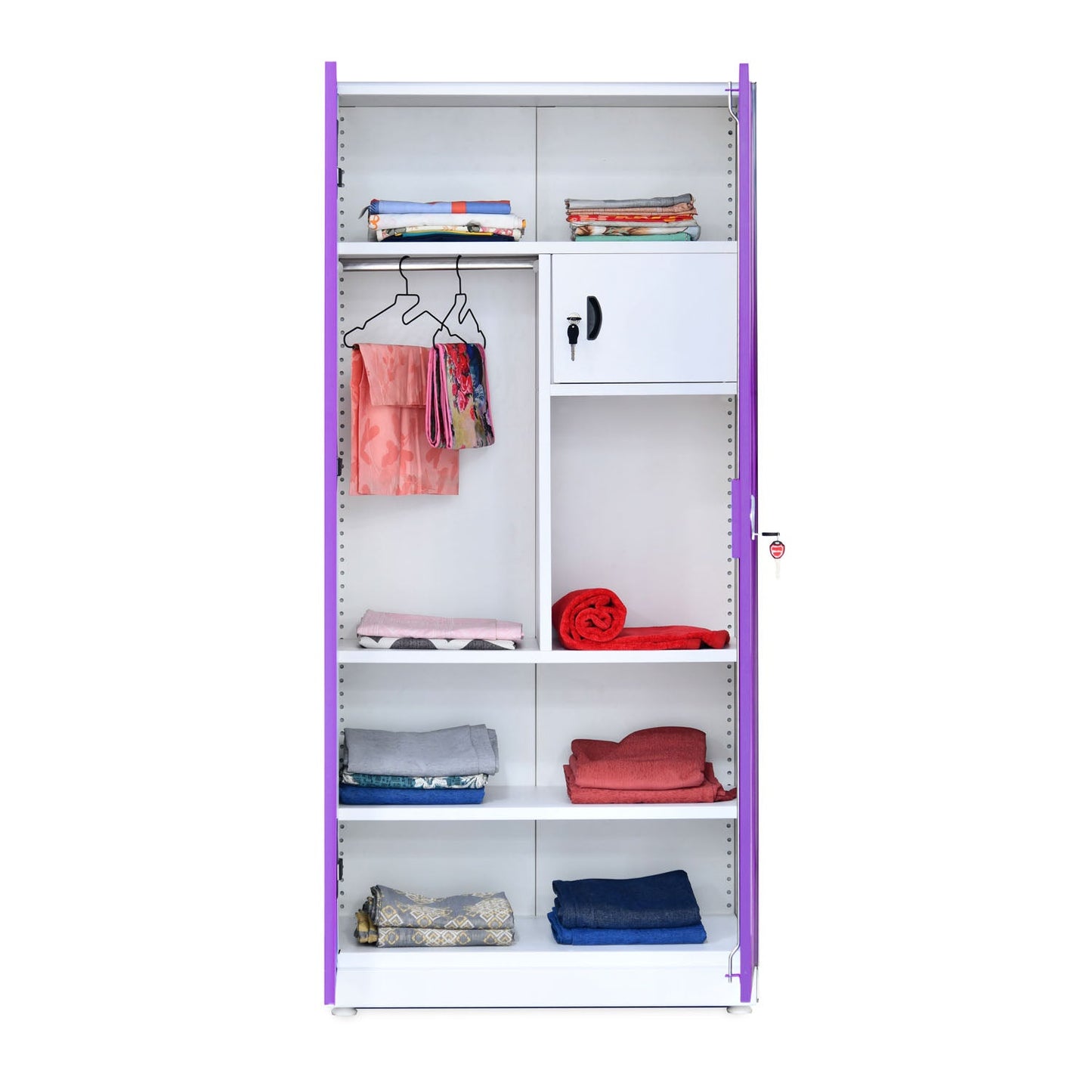 Nilkamal Mercury 2 Door Steel Wardrobe (Voilet / White)