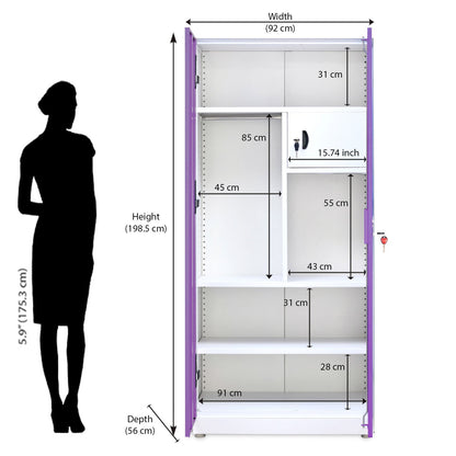 Nilkamal Mercury 2 Door Steel Wardrobe (Voilet / White)
