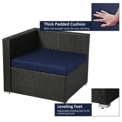 Castiglione Outdoor Patio Sofa Set 6 seater and 1 Center Table (Black)