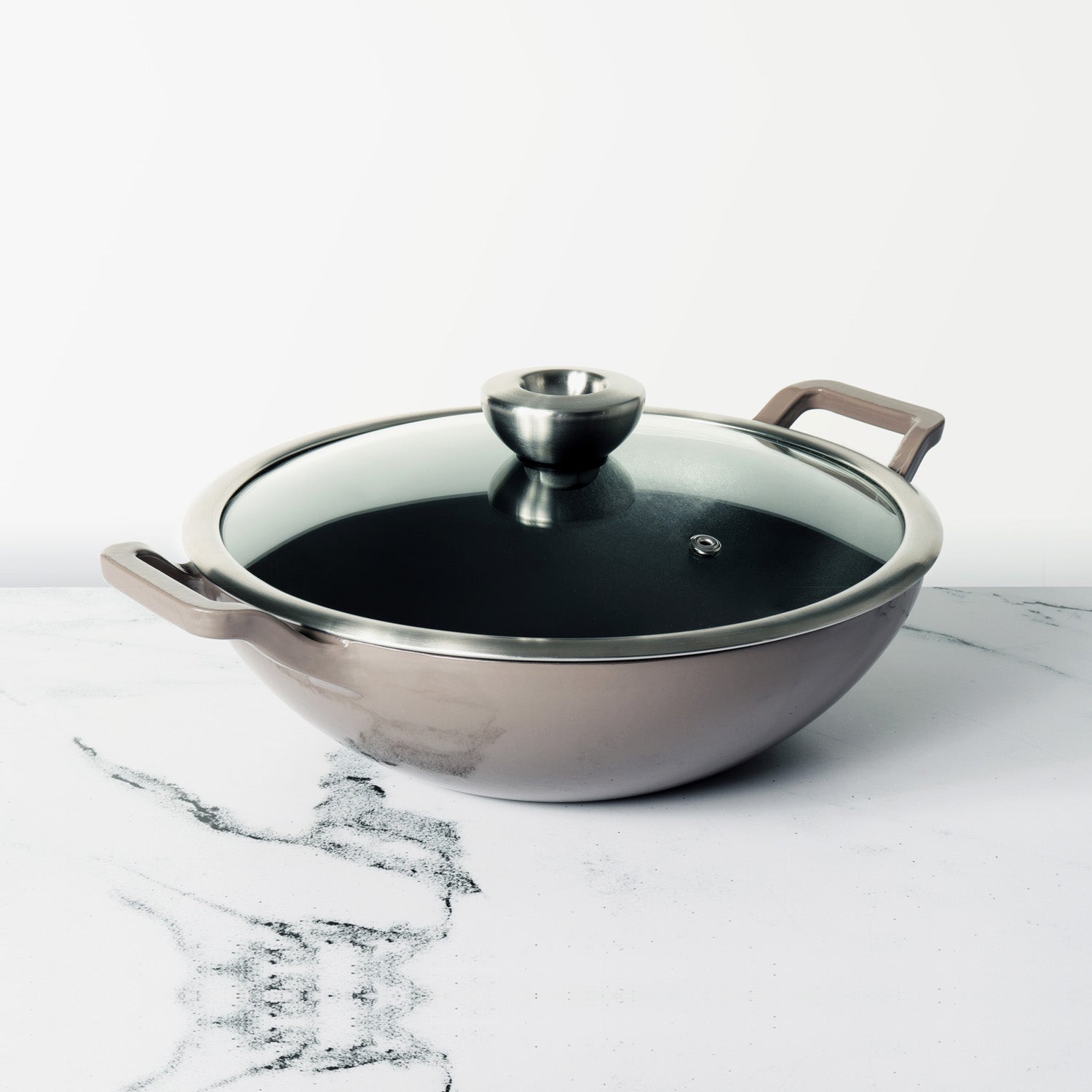 Meyer Enamel Cast Iron Kadai, 26cm, Grey