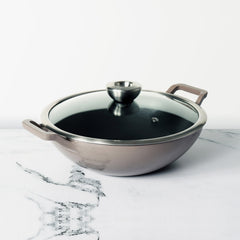 Meyer Enamel Cast Iron Kadai, 26cm, Grey