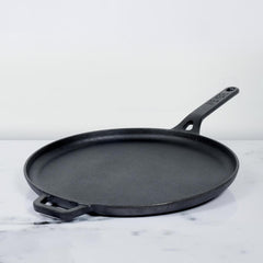 Meyer Pre-Seasoned Cast Iron Flat Dosa Tawa, 28 cm, Black