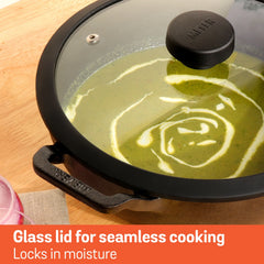 Meyer Pre Seasoned Cast Iron shallow Kadai With Glass Lid ,24cm