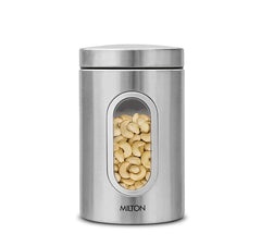 Steel Clear 200 Round Storage Jar, Steel Plain (Milton)
