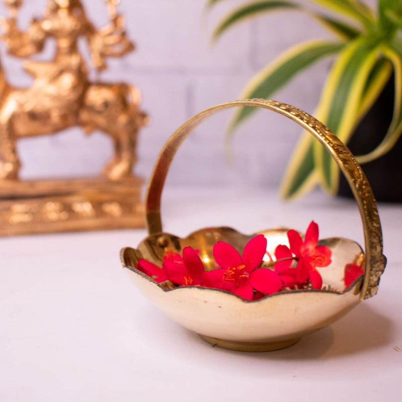 Miniature Brass Pooja Basket (Set Of 5)