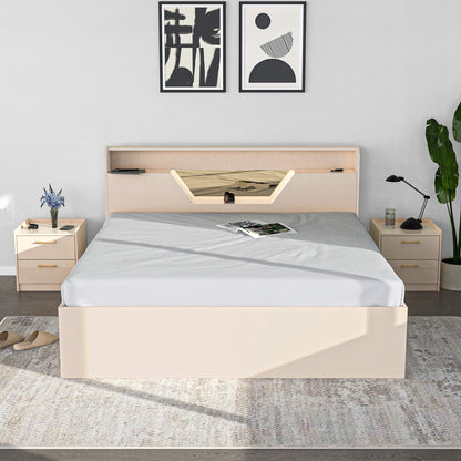Nilkamal Mirage King Bed with Hydraulic Storage (Ivory)