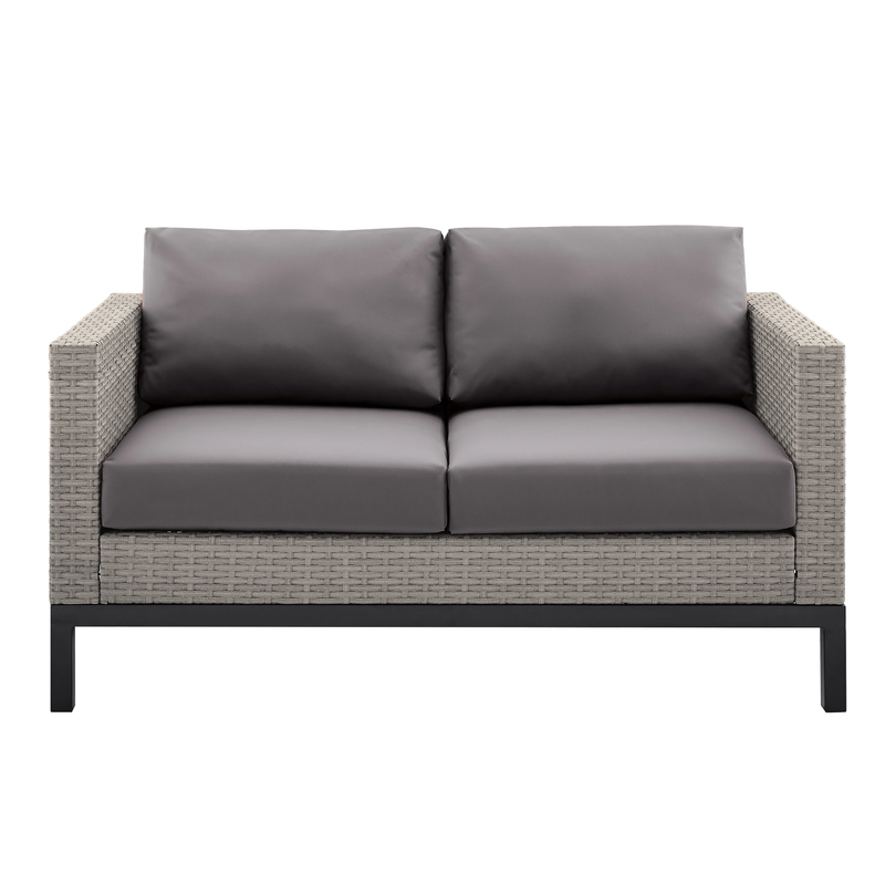 Modolo Outdoor Garden Balcony Sofa Set 2 Seater, 2 Single seater and Ottoman Set (Grey)
