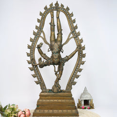 Lord Tandav Shiva Idol – Handcrafted Panchaloha Masterpiece for Divine Grace|panchaloha sculpture for puja & home decor,Brown, 36 Inch, 1 Piece