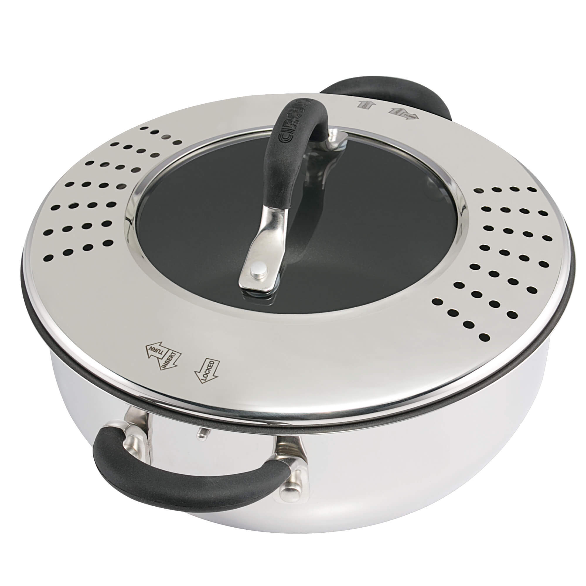 Circulon Momentum Non-Stick 24cm Casserole with Locking Straining Lid