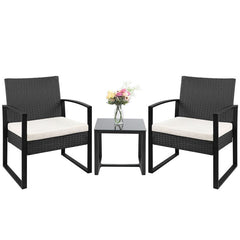 Rio Outdoor Patio Seating Set 2 Chairs and 1 Table Set (Black)
