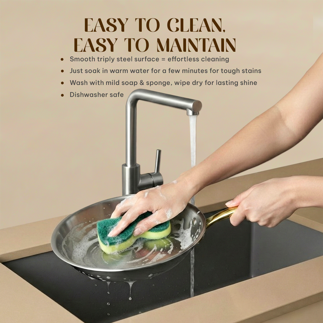 MontClaire Triply Fry Pan with Golden Handle - 22cm(1.7L capacity)