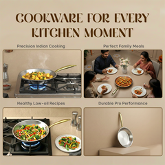 MontClaire Triply Fry Pan with Golden Handle - 22cm(1.7L capacity)