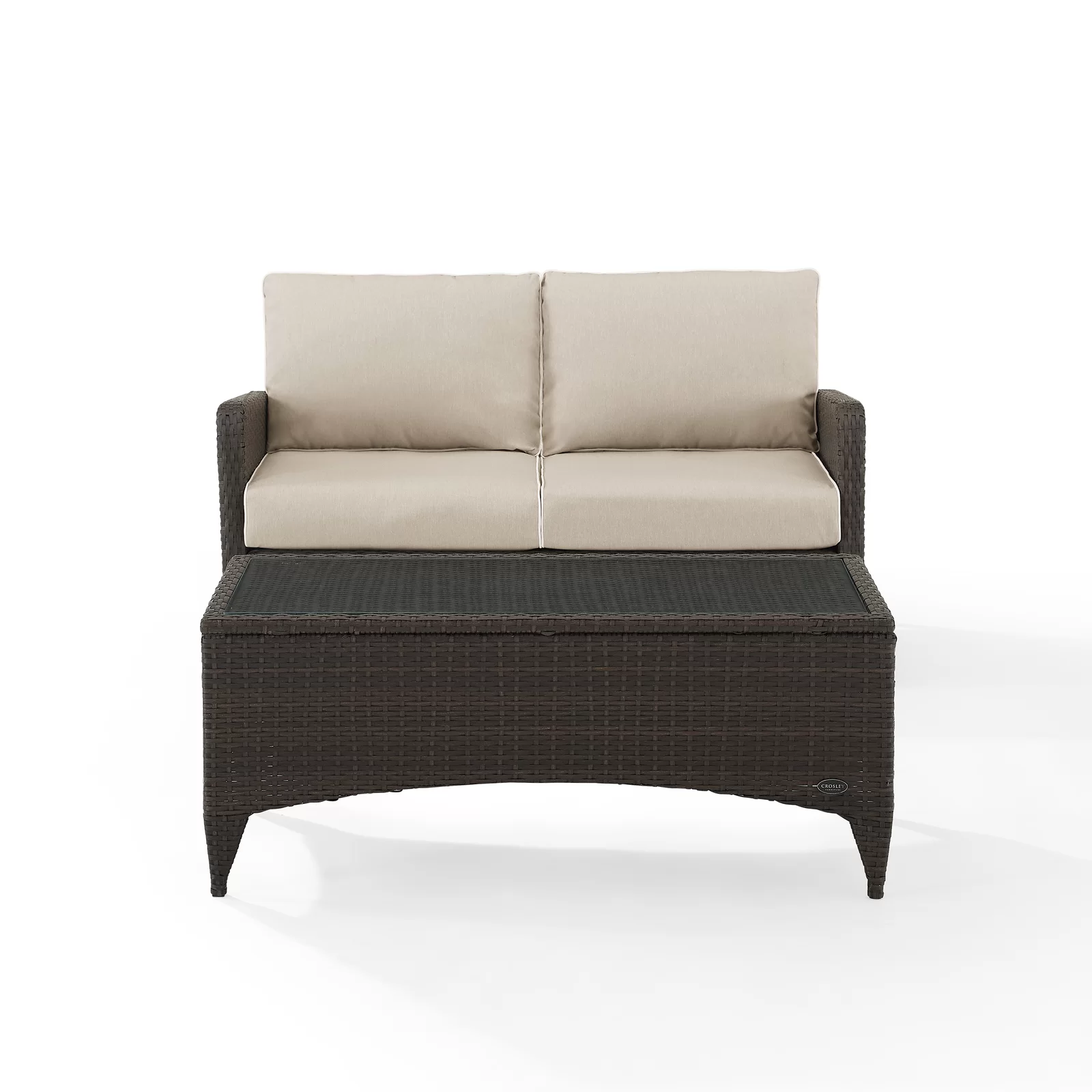 Angelo Outdoor 2 seater Sofa and 1 Center Table (Brown + Beige)