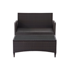 Angelo Outdoor 2 seater Sofa and 1 Center Table (Brown + Beige)